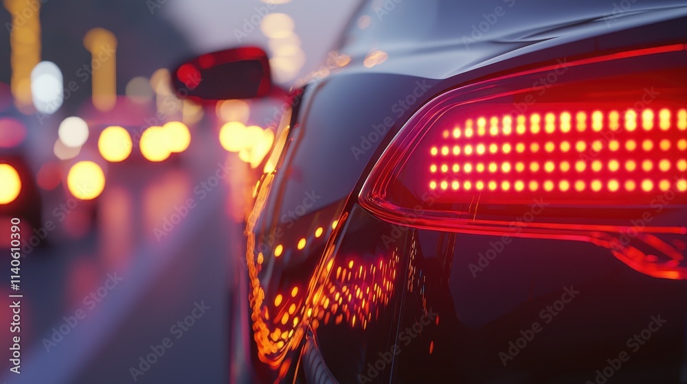 Close-Up View of Lidar Sensors on an Autonomous Vehicle in Urban Environment with Traffic and Lights Close-Up View of Lidar Sensors on an Autonomous Vehicle in Urban Environment with Traffic and Lights