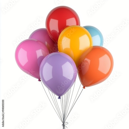 Colorful balloons in bright hues gathered together for festive occasions and ...