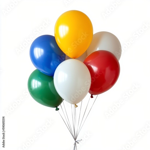 Colorful balloons in bright hues gathered together for festive occasions and ...