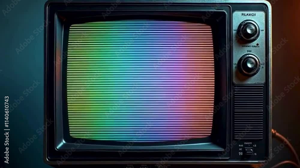 old tv set on black background