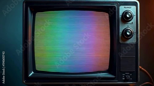 old tv set on black background