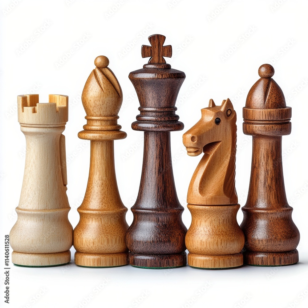 Chess pieces arranged in a strategic formation on a plain background in soft light Chess pieces arranged in a strategic formation on a plain background in soft light