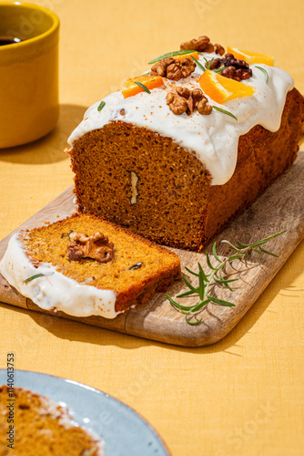 Deliciously Garnished Carrot Cake Loaf with Cream Cheese Frosting