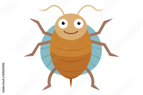 Vector Illustration of a Cartoon Louse Animation, Painted with Watercolor, Isolated on a White Background - Fun and Playful Design for Creative Projects Design ,