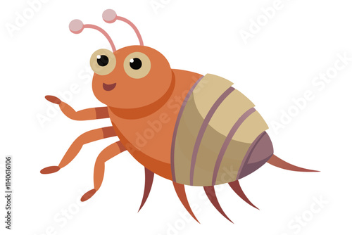 Vector Illustration of a Cartoon Louse Animation, Painted with Watercolor, Isolated on a White Background - Fun and Playful Design for Creative Projects Design ,