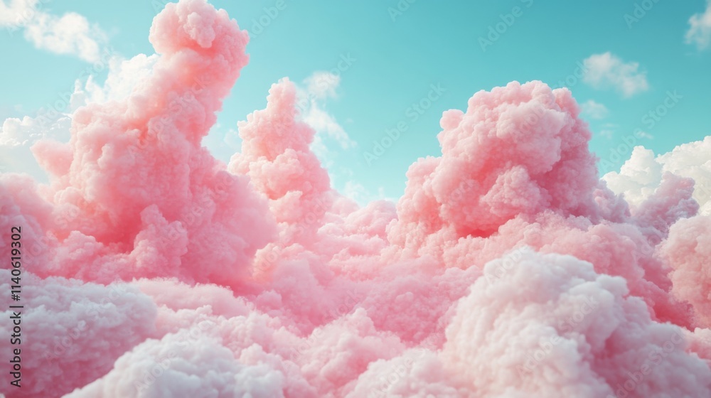 Colorful fluffy clouds in a surreal pink and blue sky Colorful fluffy clouds in a surreal pink and blue sky