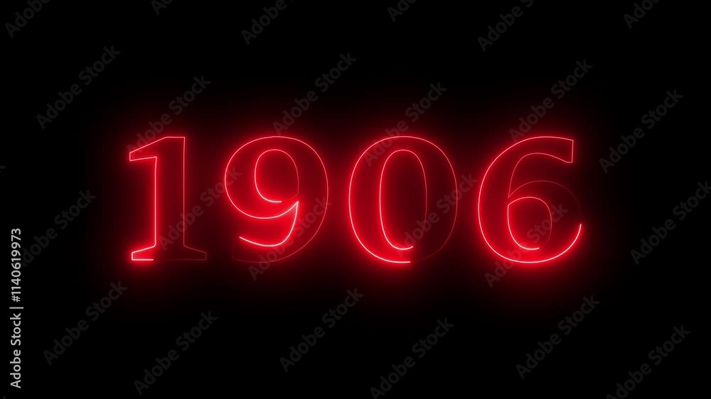 1906 neon line text. Abstract 1906 neon text animation, Glowing neon number text background 4k video. 1906 neon line text. Abstract 1906 neon text animation, Glowing neon number text background 4k video.
