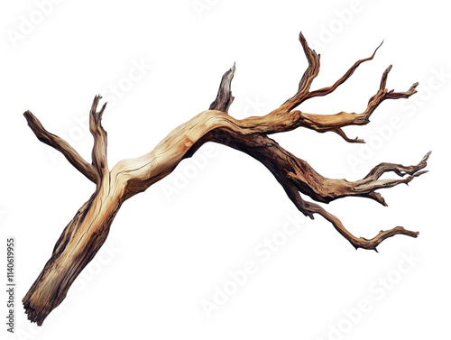 a old, dead tree with no leaves isolated on a transparent background