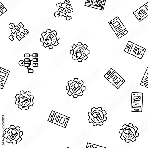 ui ux design agency user develop vector seamless pattern thin line illustration