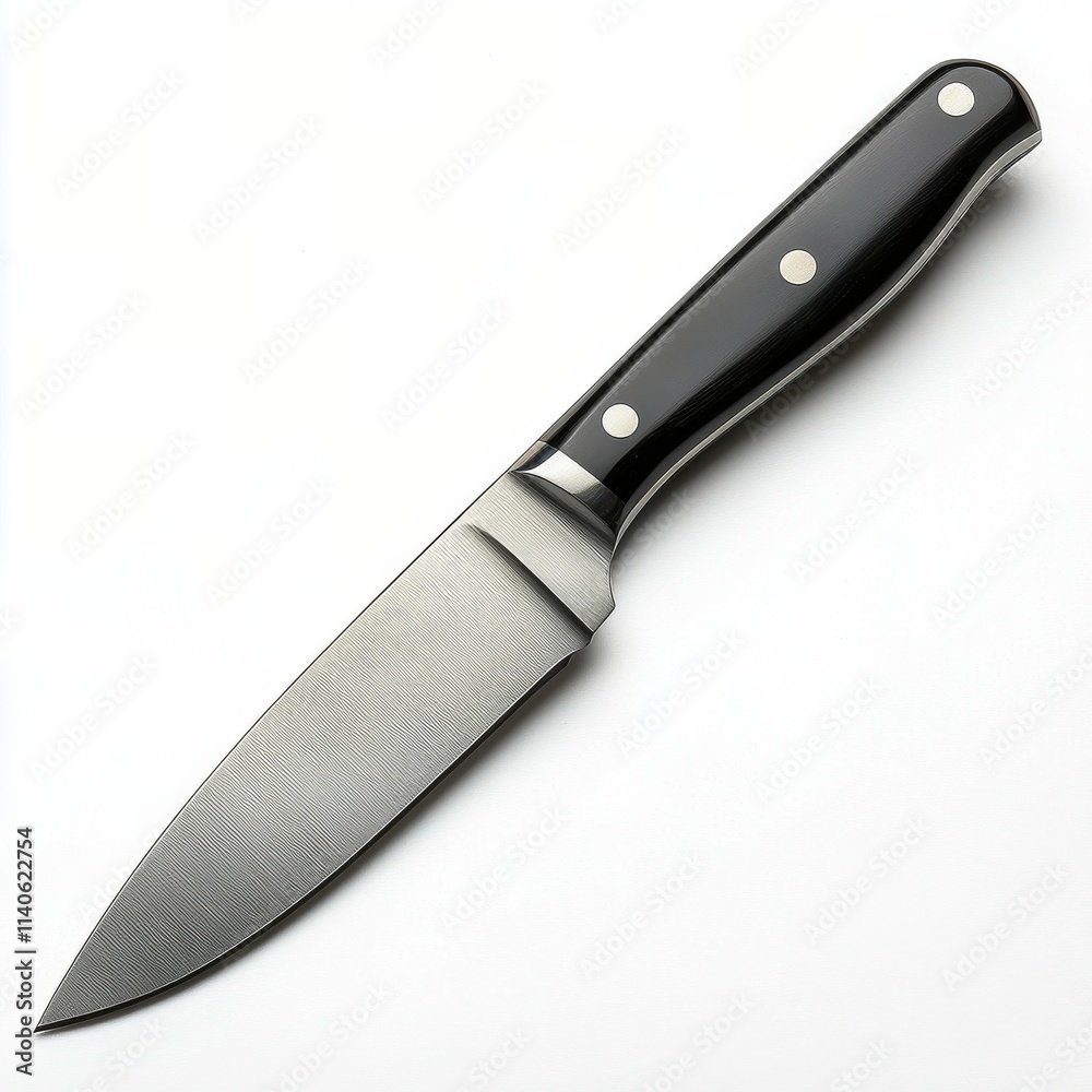 High quality kitchen knife with black handle and shiny blade ideal for cooking tasks High quality kitchen knife with black handle and shiny blade ideal for cooking tasks