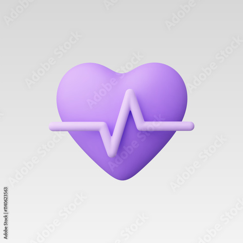 3d Realistic Heart beat pulse vector illustration