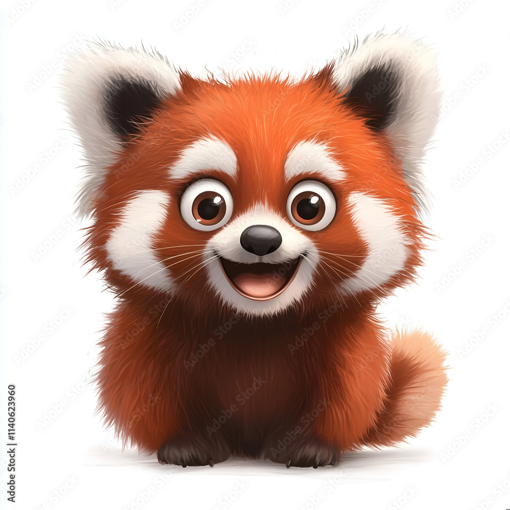 Naklejka premium Happy red panda cartoon character