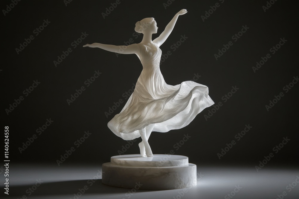 a white sculpture of a dancing figure with a flowing dress a white sculpture of a dancing figure with a flowing dress