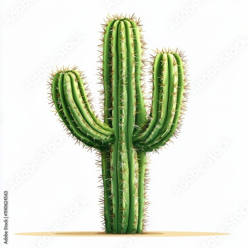 Tall and spiky cactus standing alone in a dry desert landscape during dayligh...