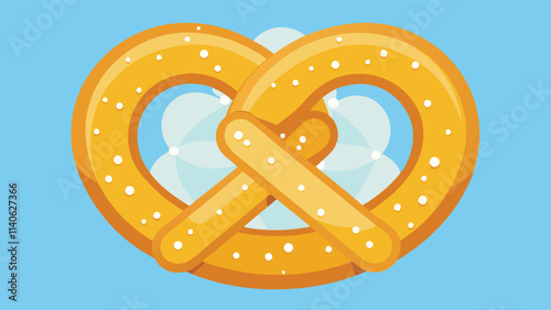 Deliciously crafted vector illustration of a golden pretzel with heart-shaped background showcasing a fun and inviting concept