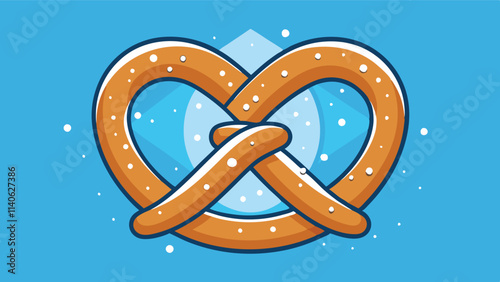 Deliciously crafted vector illustration of a golden pretzel with heart-shaped background showcasing a fun and inviting concept