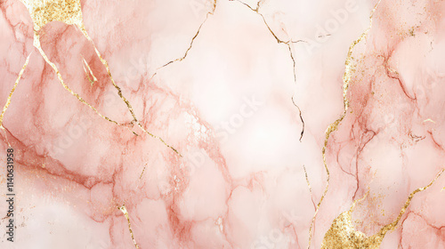 Serene pink watercolor marble texture with metallic gold veins, evoking sense of calm and luxury