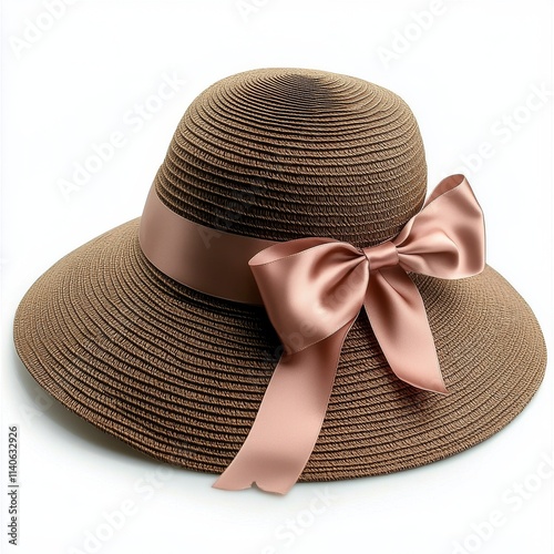 Decorative straw hat with a black ribbon suitable for summer activities outdoors