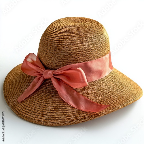 Decorative straw hat with a black ribbon suitable for summer activities outdoors