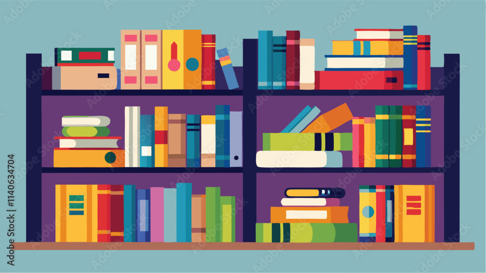 Bookshelf filled with colorful books and a potted plant showcasing a vibrant home study environment Bookshelf filled with colorful books and a potted plant showcasing a vibrant home study environment