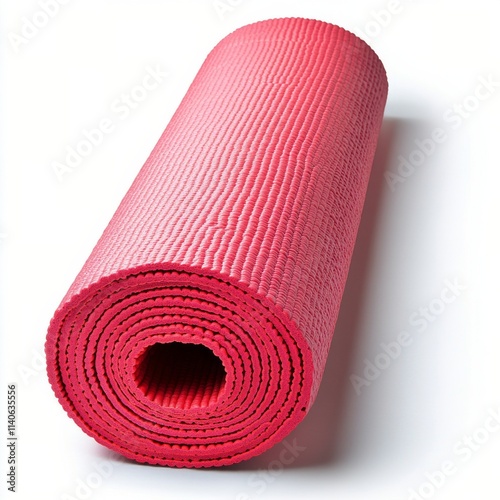 Bright pink yoga mat ready for exercise or meditation practice