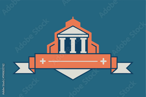Modern vector illustration of a classical building with dome, set against a simple background, suitable for educational or governmental themes