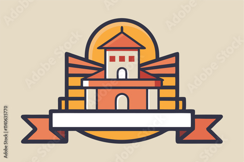 Modern vector illustration of a classical building with dome, set against a simple background, suitable for educational or governmental themes