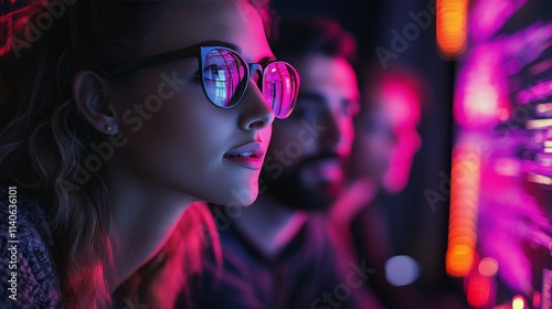 Young man engaged in programming during evening hours in a tech environment