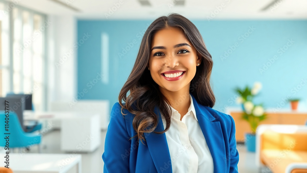 Businesswoman Standing in Office Setting Businesswoman Standing in Office Setting