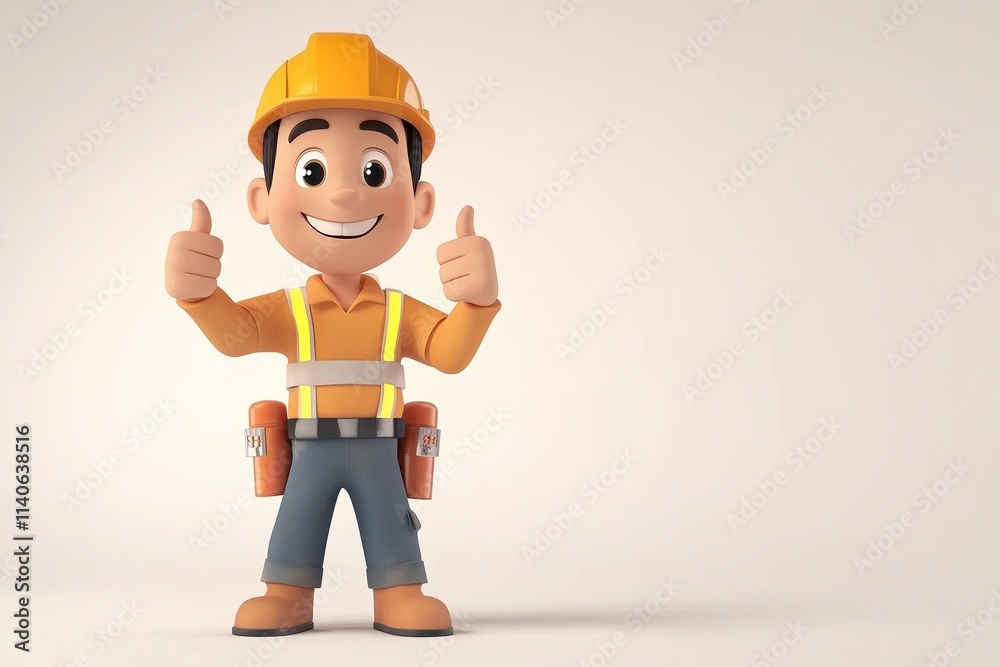 Architect Character in 3D against a Plain Background Architect Character in 3D against a Plain Background