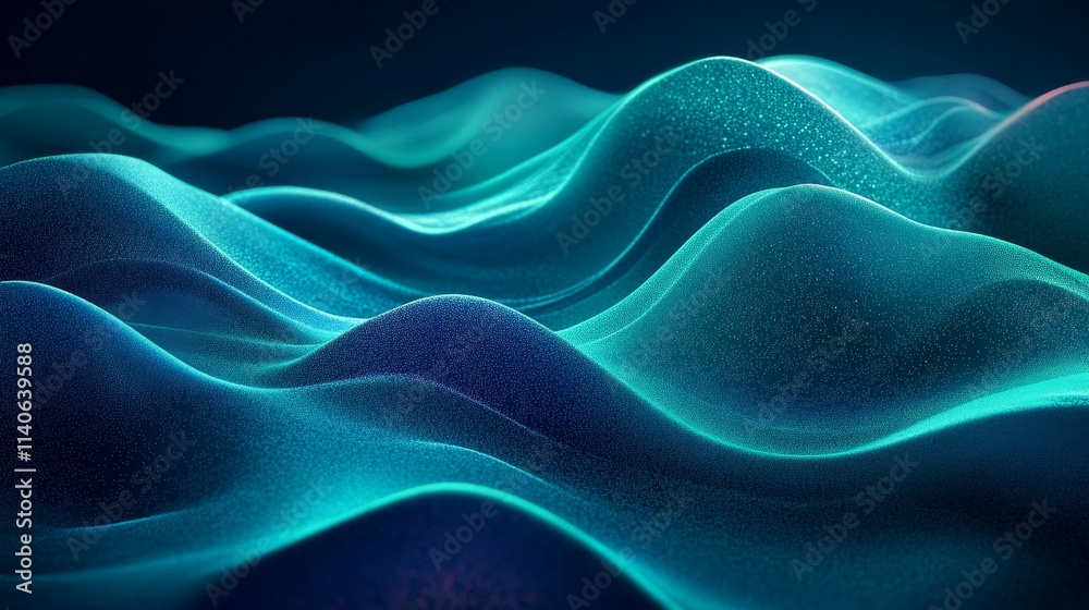 Obraz premium Smooth blue green gradient, grainy noise effect, vibrant colors, web header design, Generative AI