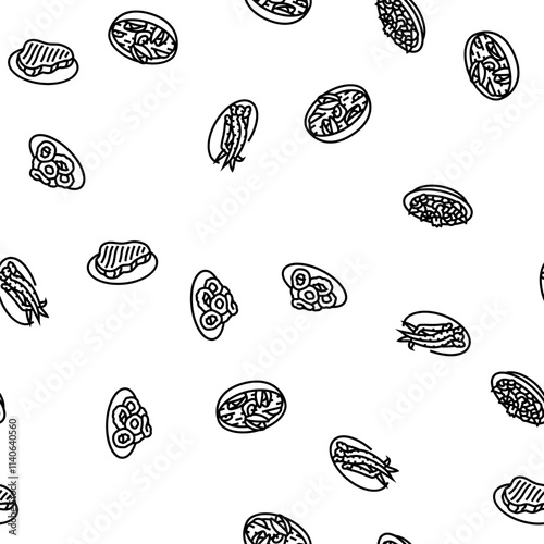 sea cuisine italian cook greece vector seamless pattern thin line illustration