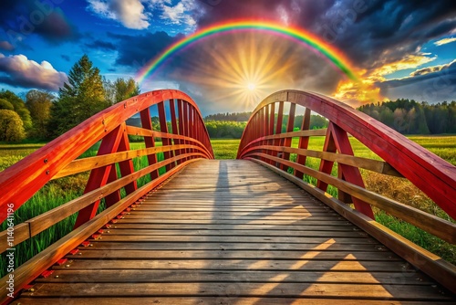 Rainbow Bridge Photography  Vibrant Wooden Arch  Colorful Beams  Candid Shot