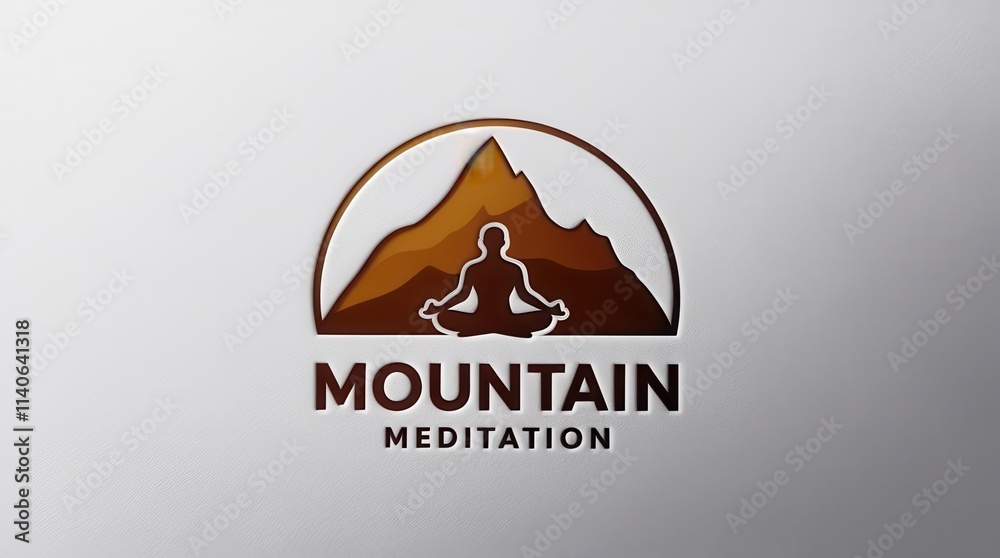Obraz premium Mountain meditation retreat scenic mountain range logo design calm environment artistic viewpoint wellness concept