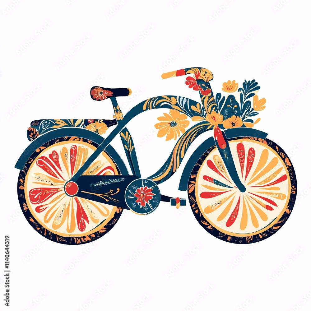 Fototapeta premium Floral Bicycle Illustration