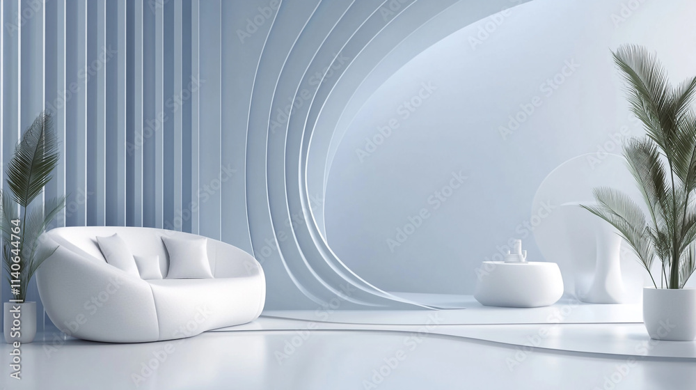 Modern and luxury architectural interior design with sofa, A digital art image of a futuristic room interior design, Interior design of modern living room interior 3d design with chair and sofa.