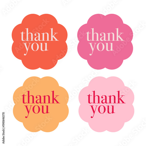 Thank you classic stickers. Set labels and bages.Logo  stamp set. Vector illustration. Template logo for small business.