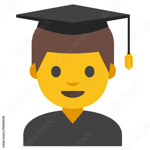 Graduation Student Vector Illustration - Graduate in Cap and Gown, Education Icon, and Ceremony Design