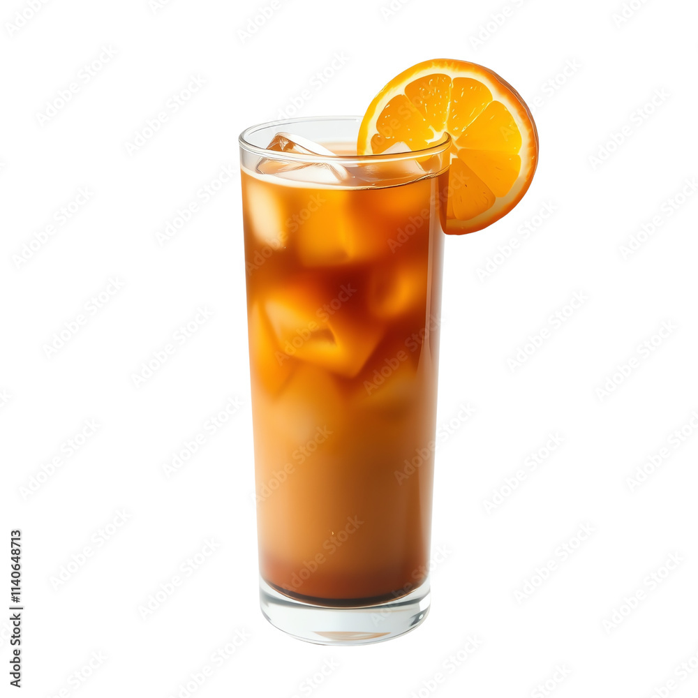 Refreshing iced tea with orange slice garnish. Refreshing iced tea with orange slice garnish.