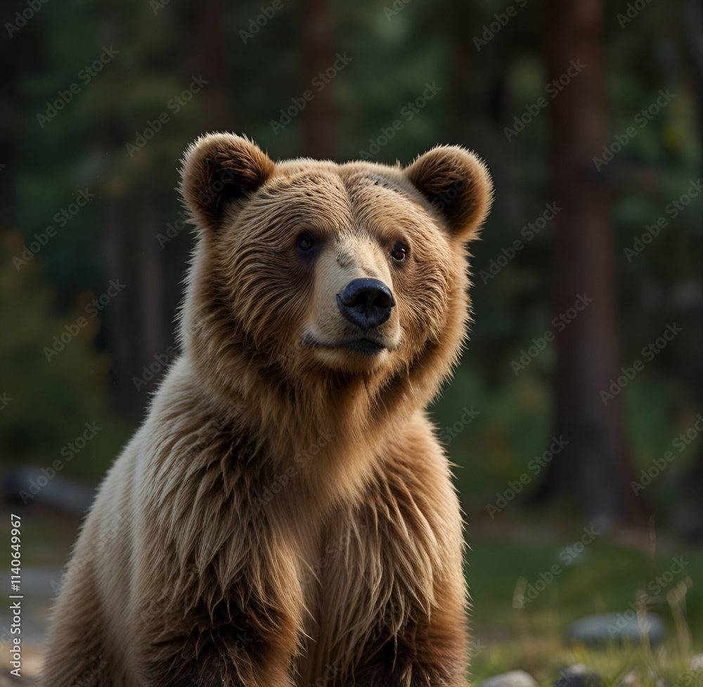 brown bear in the forest AI generative brown bear in the forest AI generative