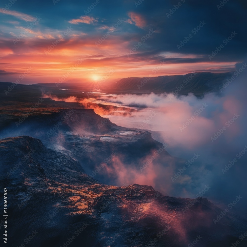 Fototapeta premium Icelandic geysers in the mist