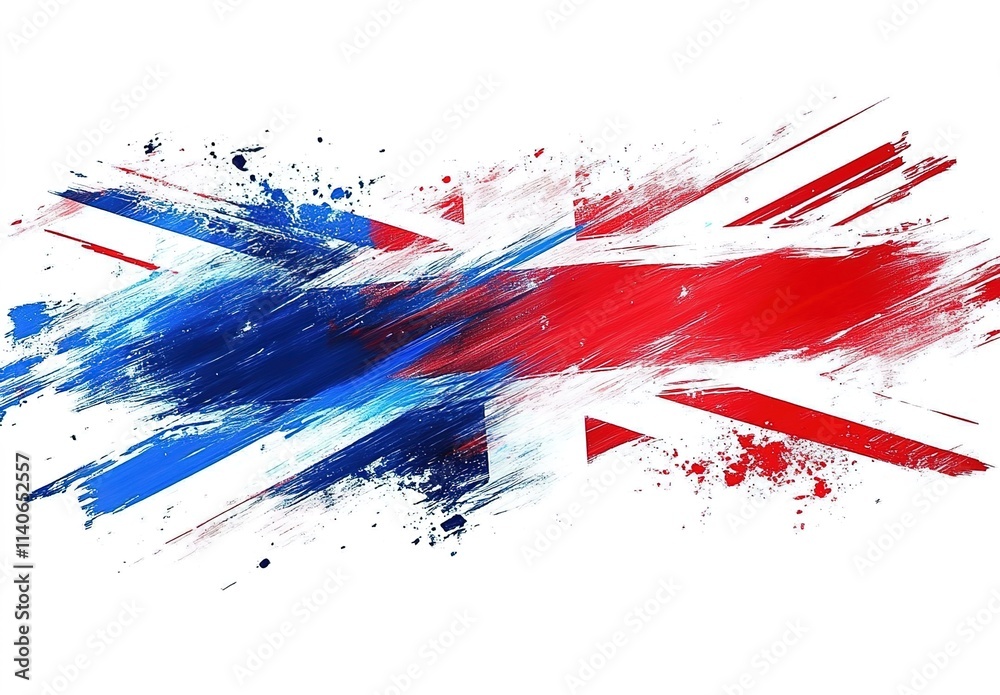 Abstract brush strokes of the British flag on a white background Abstract brush strokes of the British flag on a white background