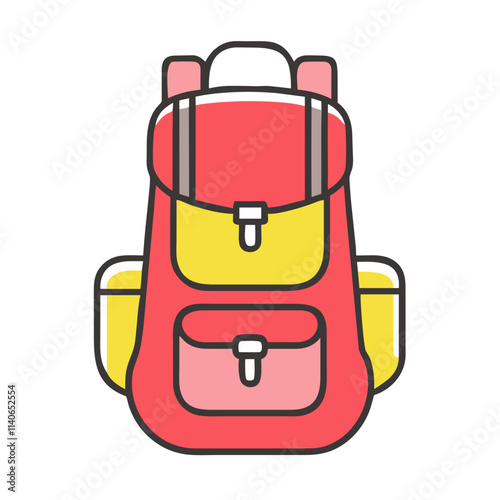 Red and yellow hiking backpack for outdoor adventures.