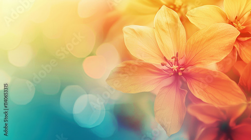 Beautiful orange flowers with soft pastel background, capturing the essence of spring and symbolizing renewal and joy in a vibrant nature setting