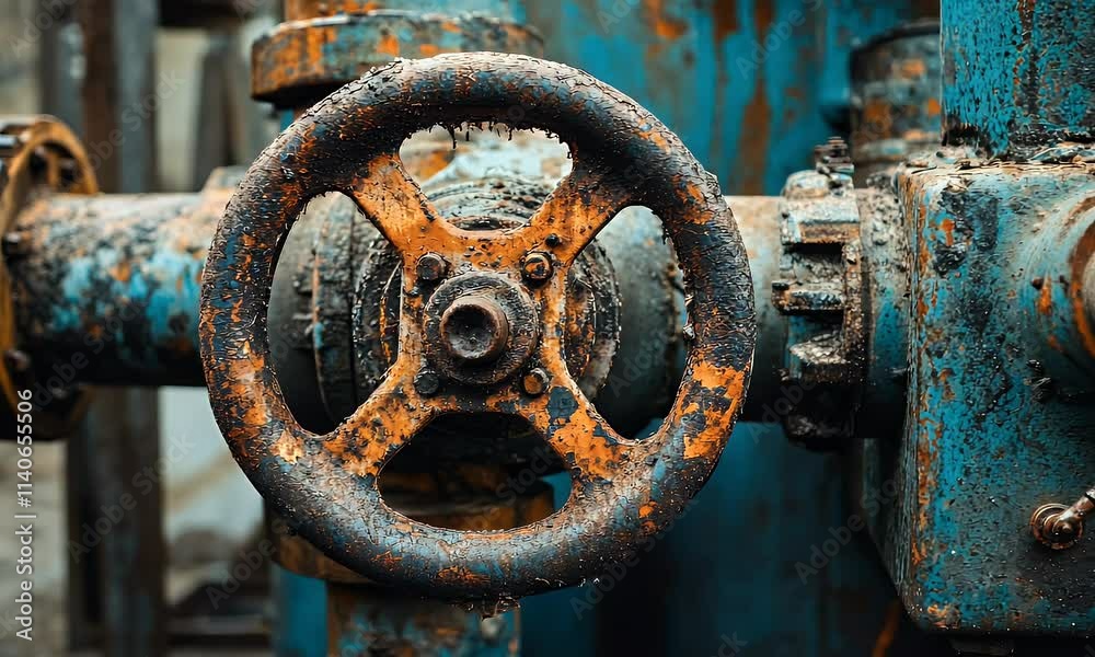 A close-up of a rusty industrial valve wheel on a pipe, showcasing weathered metal textures. A close-up of a rusty industrial valve wheel on a pipe, showcasing weathered metal textures.