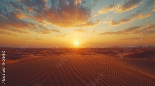 sand dunes under sunset glow, grainy texture, desert theme, Generative AI