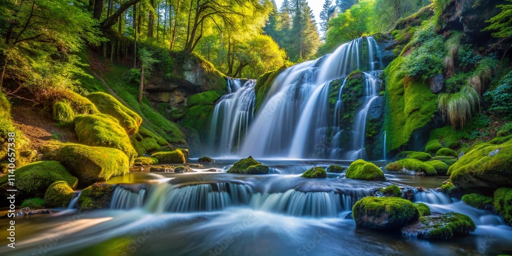 Fototapeta premium Russian River Falls Trail Long Exposure Photography: Stunning Waterfall Images, California Hiking, Nature Scenery