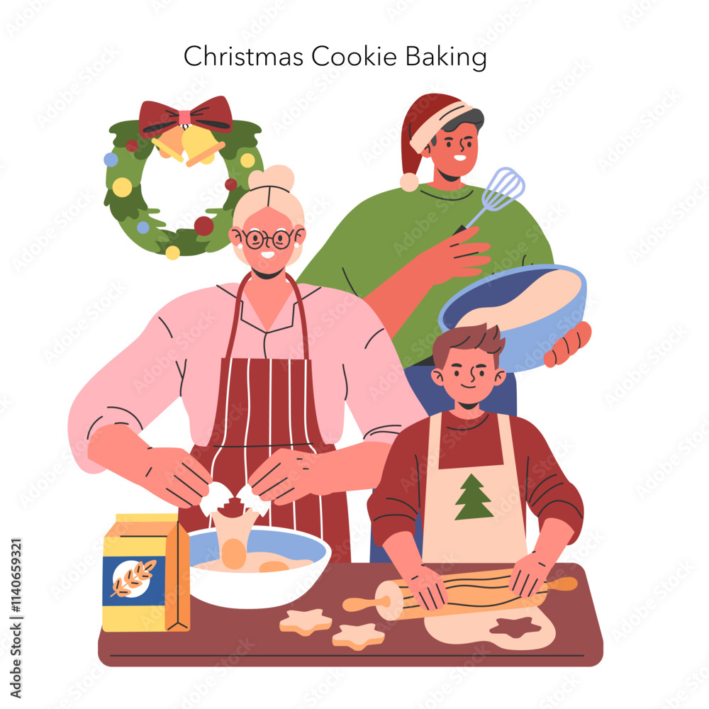 Christmas Family. Flat Vector Illustration Christmas Family. Flat Vector Illustration