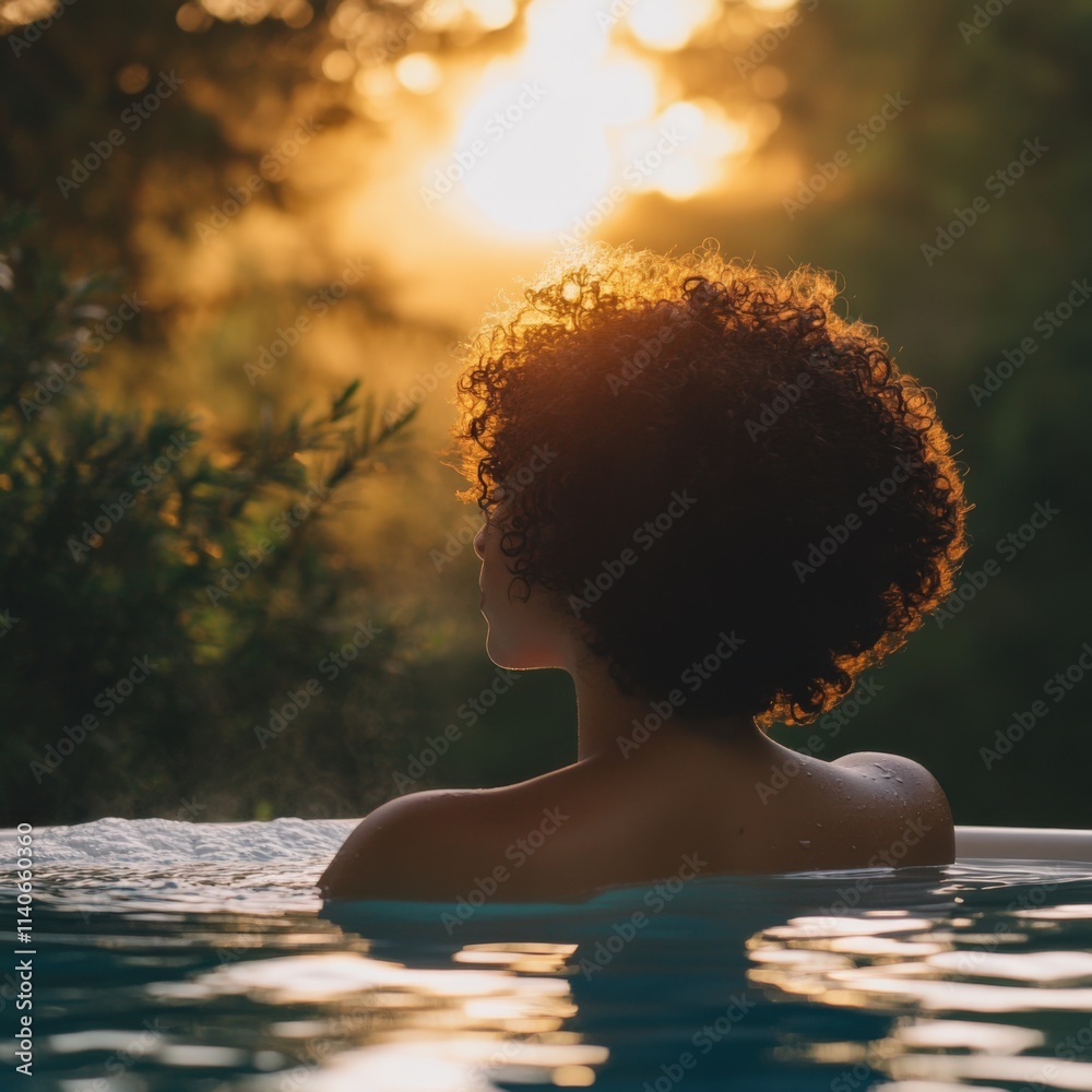 person in a pool at sunset person in a pool at sunset