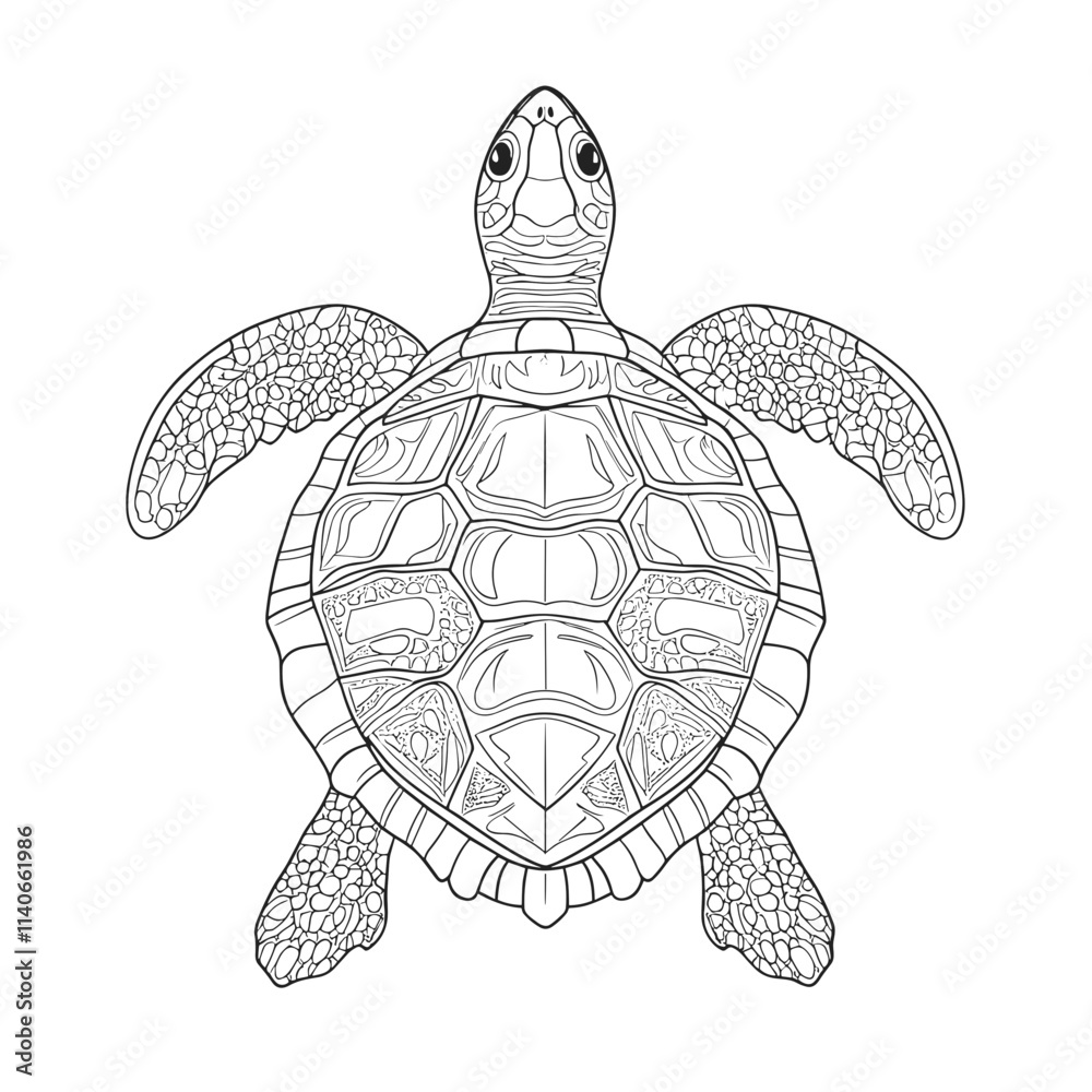 Fototapeta premium Cute turtle coloring page for children with intricate patterns ready for creativity